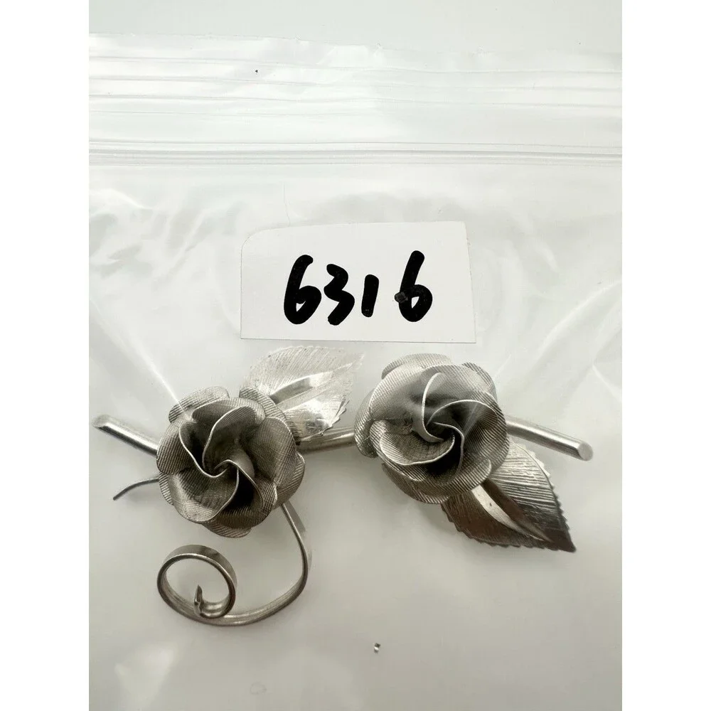 Vintage Sterling Silver 3d Rose Flower Brooch